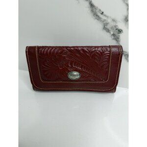Vtg American West Handmade Brown TOOLED Leather Cowboy Western STUDDED Wallet